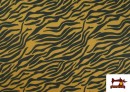 Venta online de Tela de Punto de Seda con Licra  Estampado Animal Cebra color Mostaza