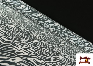 Tela de Punto de Licra  Estampado Animal Cebra color Blanco