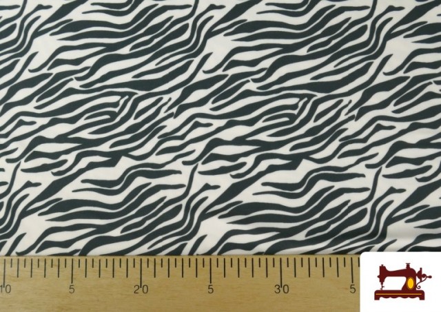 Comprar Tela de Punto de Seda Estampado Animal Cebra color Blanco