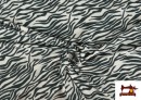 Venta de Tela de Punto de Seda con Licra  Estampado Animal Cebra color Blanco