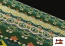 Tela Punto de Seda Estampado Étnico Verde