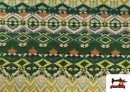 Comprar Tela Punto de Seda Estampado Étnico Verde