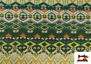 Comprar Tela Punto de Seda Estampado Étnico Verde