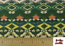 Comprar online Tela Punto de Seda Estampado Étnico Verde
