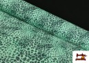 Tela de Punto de Seda con Licra Estampado Animal Multicolor color Verde mint