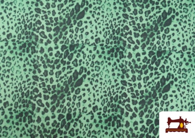 Comprar Tela de Punto de Seda con Licra Estampado Animal Multicolor color Verde mint
