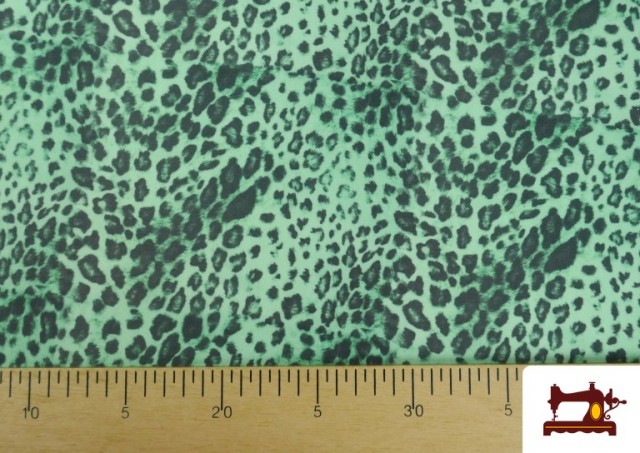 Venta de Tela de Punto de Seda Estampado Animal Multicolor color Verde mint