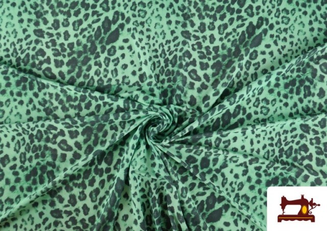 Venta online de Tela de Punto de Seda con Licra Estampado Animal Multicolor color Verde mint
