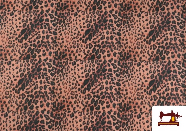Tela de Punto de Seda Estampado Animal Multicolor color Coral