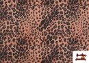 Tela de Punto de Seda Estampado Animal Multicolor color Coral