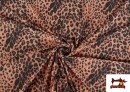 Venta de Tela de Punto de Seda con Licra Estampado Animal Multicolor color Coral