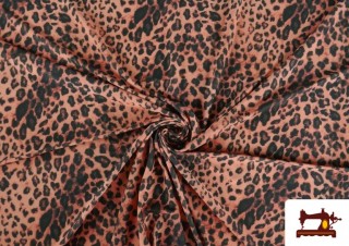 Venta de Tela de Punto de Licra Estampado Animal Multicolor color Coral
