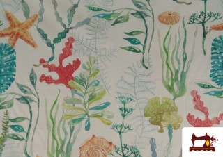 Comprar Tela de Loneta de Corales Marinos de Colores