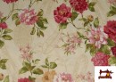 Comprar Tela de Panama Estampado Flores Románticas Vintage para Decoración