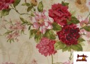 Comprar online Tela de Panama Estampado Flores Románticas Vintage para Decoración