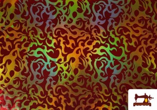 Tela de Licra Estampada Fuego Tela Efecto Holograma