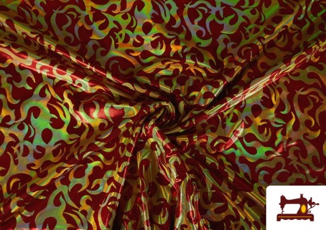 Venta de Tela de Licra Estampada Fuego Tela Efecto Holograma