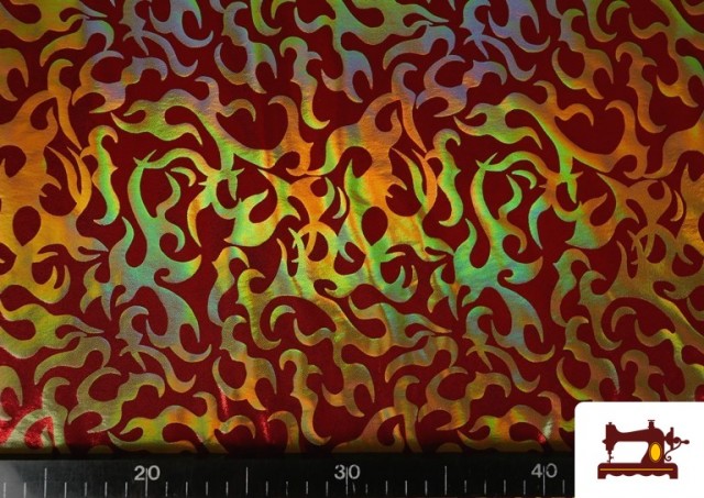 Comprar online Tela de Licra Estampada Fuego Tela Efecto Holograma