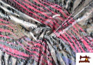 Venta online de Tela de Licra Estampada Animal Print Cebra Holograma Brillante