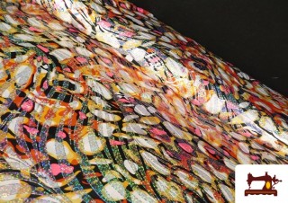 Tela de Licra Estampada Animal Print Holograma Naranja