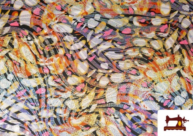 Comprar Tela de Licra Estampada Animal Print Holograma Naranja