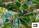 Venta online de Tela de Loneta Estampado Dijital De Hojas Tropicales y Flores