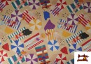 Tela de Loneta Estampado Mujeres en la Playa y Sombrillas