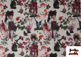 Comprar online Tela de Algodón Japonesas con Kimono Estilo Anime