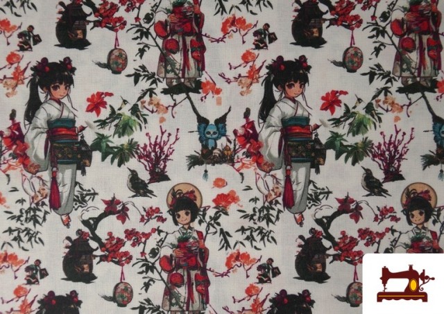 Comprar online Tela de Algodón Japonesas con Kimono Estilo Anime