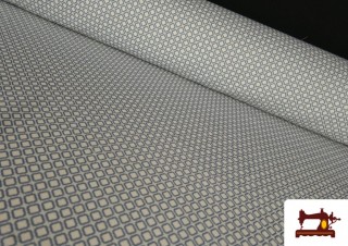 Tela de Algodón Geométrico Cuadros Azul