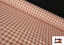 Tela de Cuadros Vichy de Algodón Orgánico Efecto Rústico color Rojo