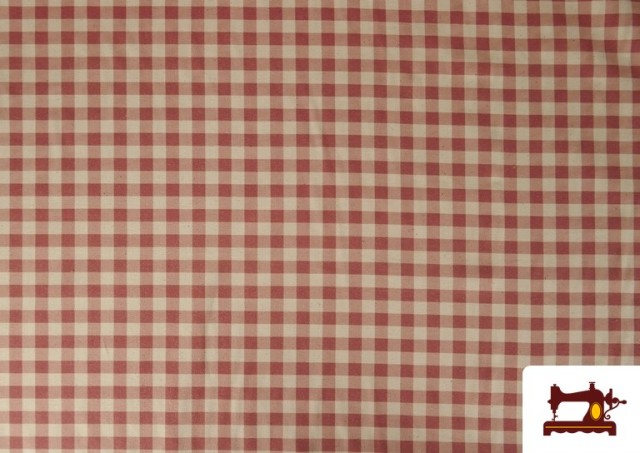 Comprar Tela de Cuadros Vichy de Algodón Orgánico Efecto Rústico color Rojo