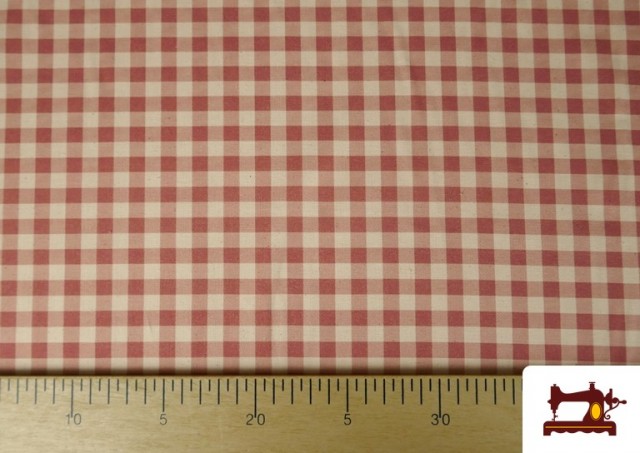 Comprar online Tela de Cuadros Vichy de Algodón Orgánico Efecto Rústico color Rojo