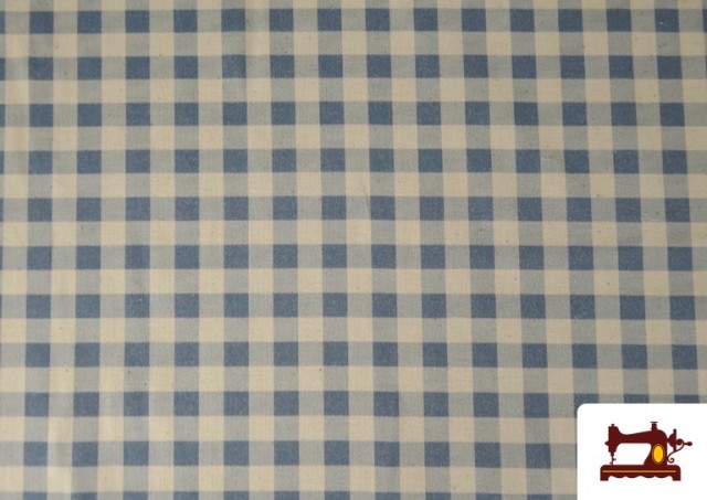 Comprar Tela de Cuadros Vichy de Algodón Orgánico Efecto Rústico color Azul