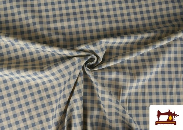 Comprar online Tela de Cuadros Vichy de Algodón Orgánico Efecto Rústico color Azul