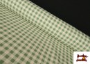 Venta online de Tela de Cuadros Vichy de Algodón Orgánico Efecto Rústico color Verde