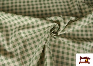 Comprar Tela de Cuadros Vichy de Algodón Orgánico Efecto Rústico color Verde