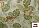 Comprar Tela de Loneta Estampado Tigres y Hojas Tropicales