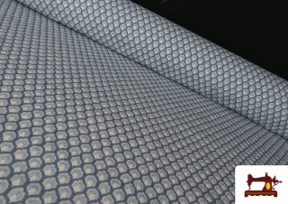 Tela de Algodón Geométrico Medallón Pequeño Camisero color Azul