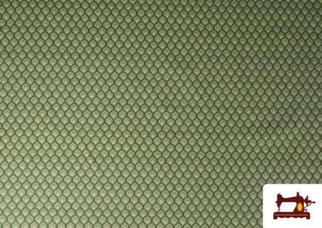 Tela de Algodón Geométrico Medallón Pequeño Camisero color Verde