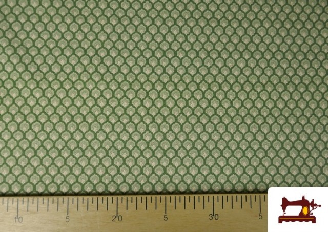 Venta de Tela de Algodón Geométrico Medallón Pequeño Camisero color Verde