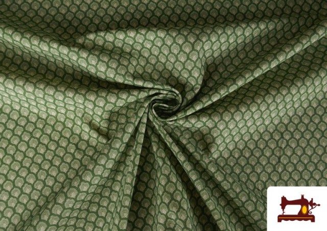 Comprar online Tela de Algodón Geométrico Medallón Pequeño Camisero color Verde