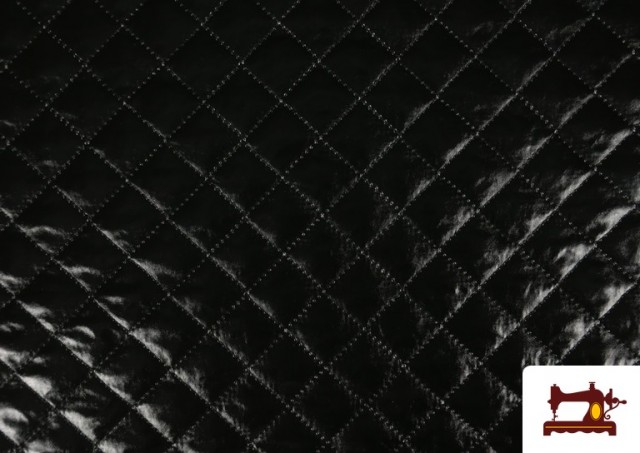 Venta de Tela con Relieve Metalizada Acolchada color Negro