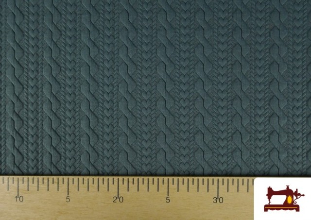 Comprar online Tela de Punto para Jersey Tricot Trenza color Verde Petróleo