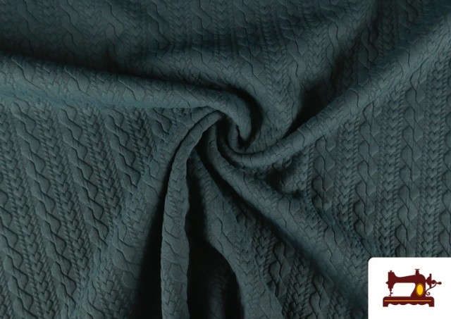 Venta online de Tela de Punto para Jersey Tricot Trenza color Verde Petróleo