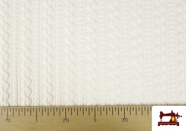 Tela de Punto para Jersey Tricot Trenza color Crudo