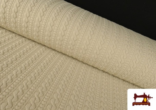 Tela de Punto para Jersey Tricot Trenza color Beige
