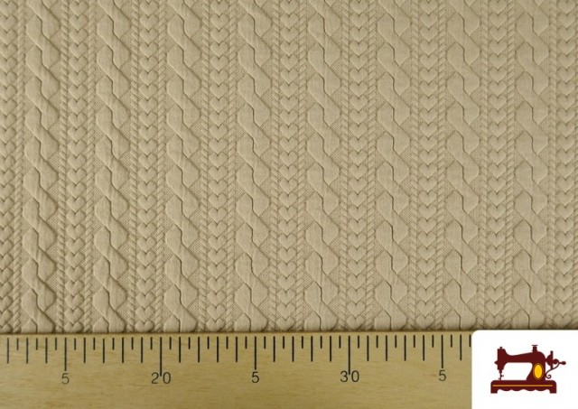 Comprar online Tela de Punto para Jersey Tricot Trenza color Beige
