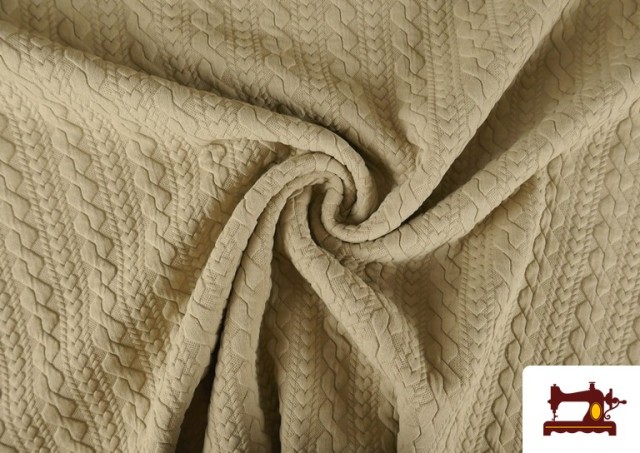 Venta online de Tela de Punto para Jersey Tricot Trenza color Beige