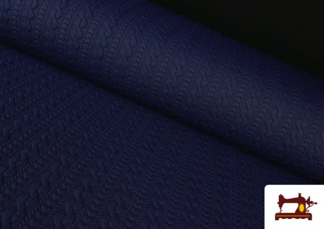 Tela de Punto para Jersey Tricot Trenza color Azul Marino